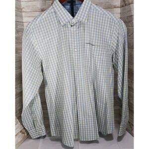 Bugatchi Men's Clasic Fit Blue & Yellow Plaid long sleeve button up Shirt Sz XL